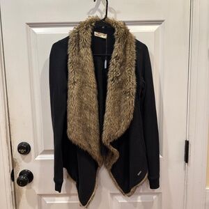 Hollister Faux fur collar Black Jacket, X-Small